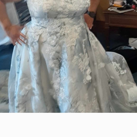 David's Bridal White Floral Wedding Dress - Main Image